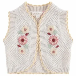 Gilet Sylna Maille Brodé | Ecru