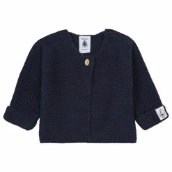 Gilet Tricot Point Mousse Fabalero Coton Bio | Bleu marine