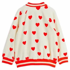 Gilet Zippé Cœurs Velours Coton Bio | Blanc
