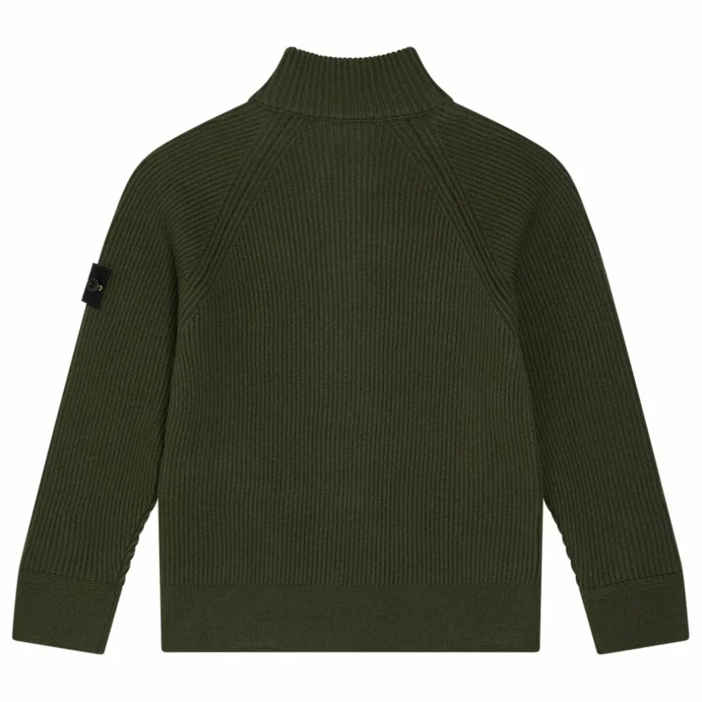 Gilet Zippé Logo Laine | Vert kaki