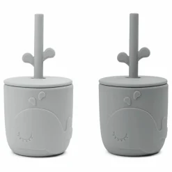 Gobelet et paille Wally - Set de 2 | Gris