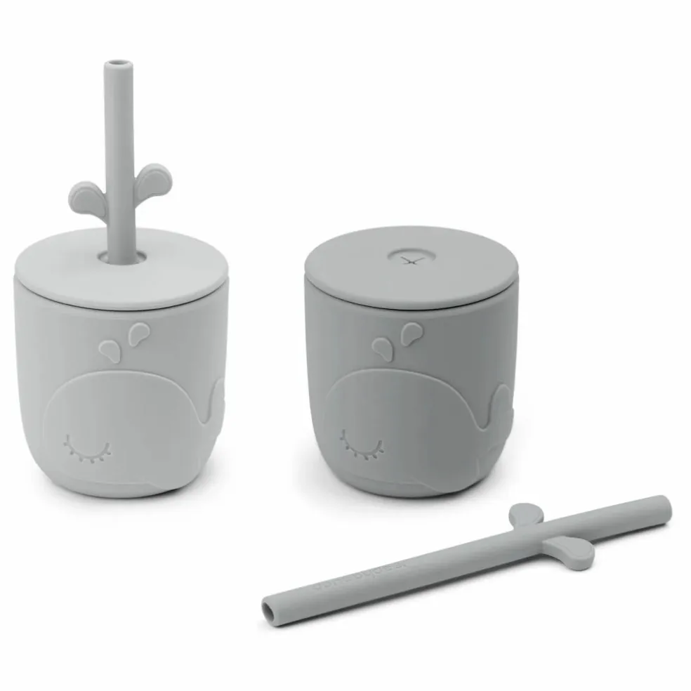 Gobelet et paille Wally - Set de 2 | Gris