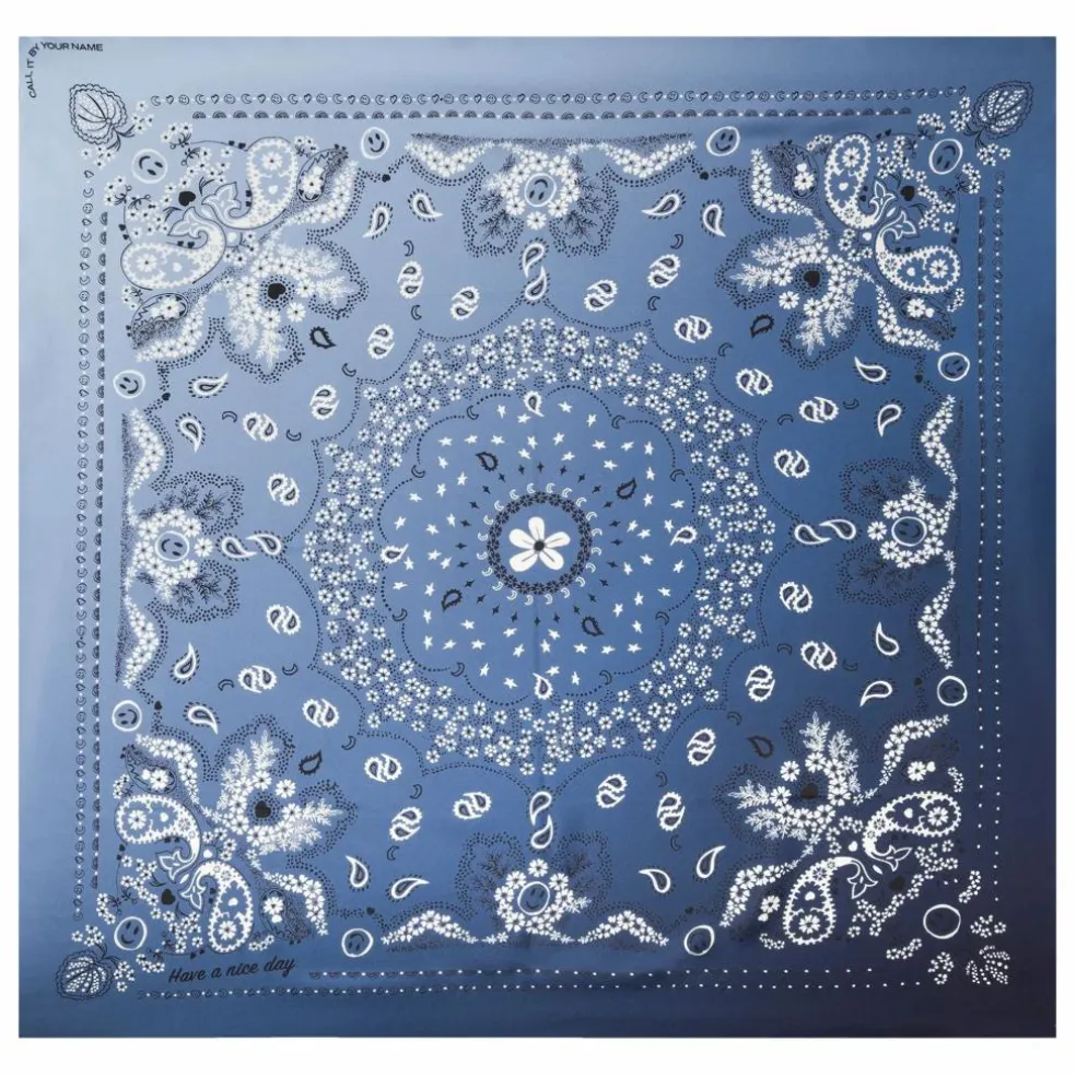 Grand Bandana Bicolore Soie | Bleu