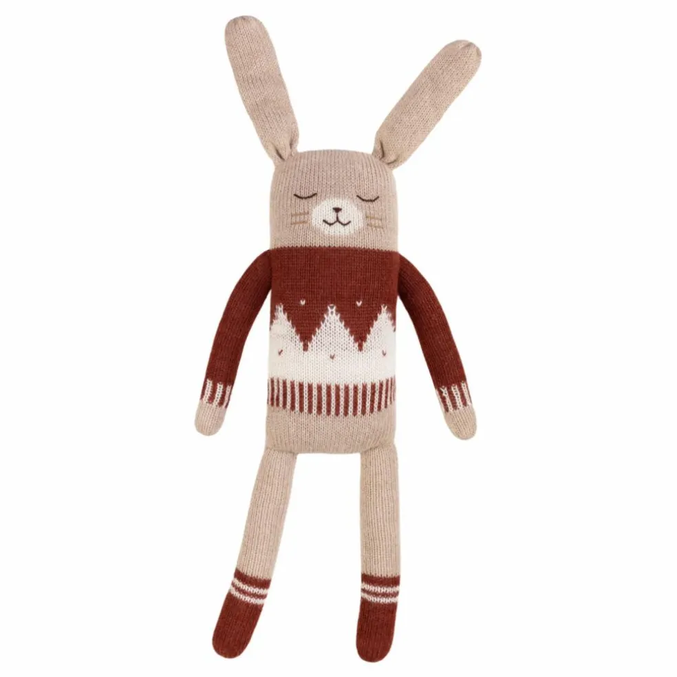 Grand doudou lapin pull jacquard | Sienne