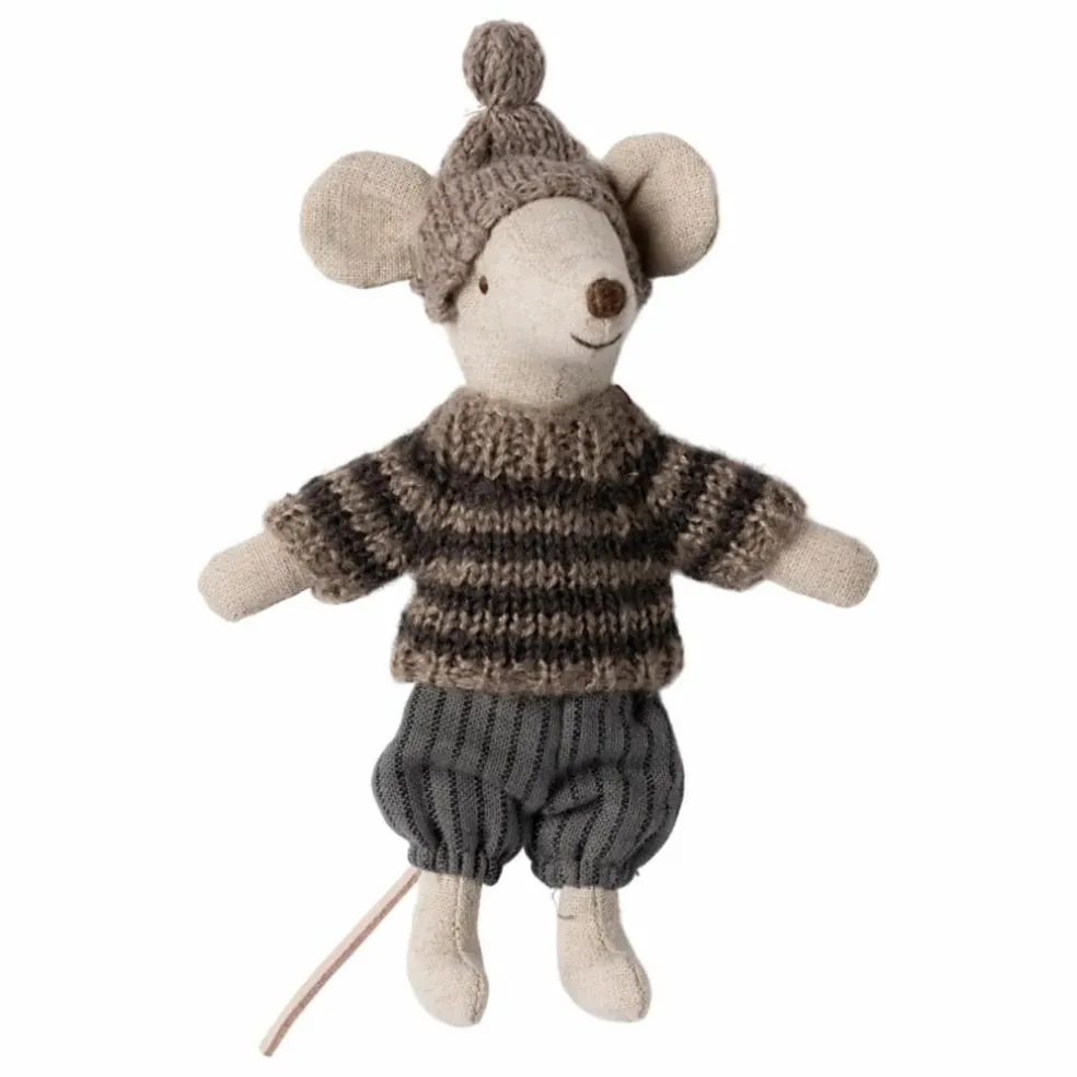 Grand Frère souris et ses skis | Gris