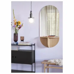 Grand miroir avec étagère en chêne FSC