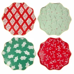 Grandes assiettes Noël motifs Block Print - set de 8