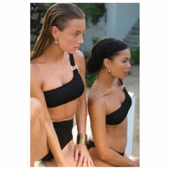 Haut de Maillot Asymétrique Typha Zébré | Noir