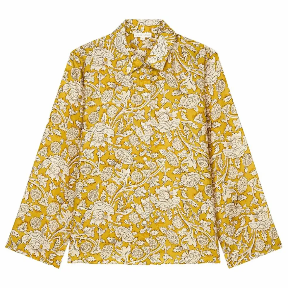 Haut de Pyjama Loulna Mountain Avens Soie Habutai - Collection Femme | Jaune