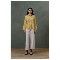 Haut de Pyjama Loulna Mountain Avens Soie Habutai - Collection Femme | Jaune