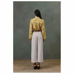 Haut de Pyjama Loulna Mountain Avens Soie Habutai - Collection Femme | Jaune