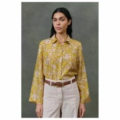Haut de Pyjama Loulna Mountain Avens Soie Habutai - Collection Femme | Jaune