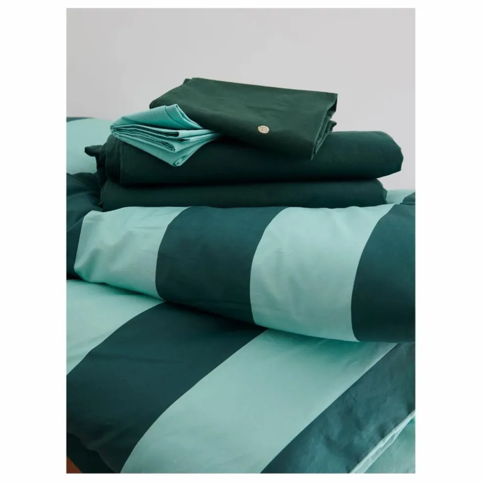 Housse de couette à rayures Malo | Bleu turquoise