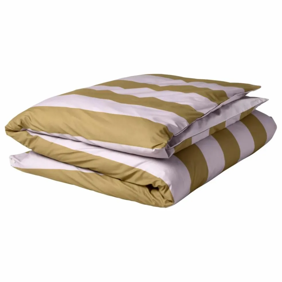 Housse de couette à rayures Malo | Lilas
