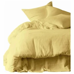Housse de couette Dili en voile de coton | Jaune Paille