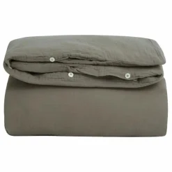 Housse de couette Géranium en mousseline de coton | Vert kaki