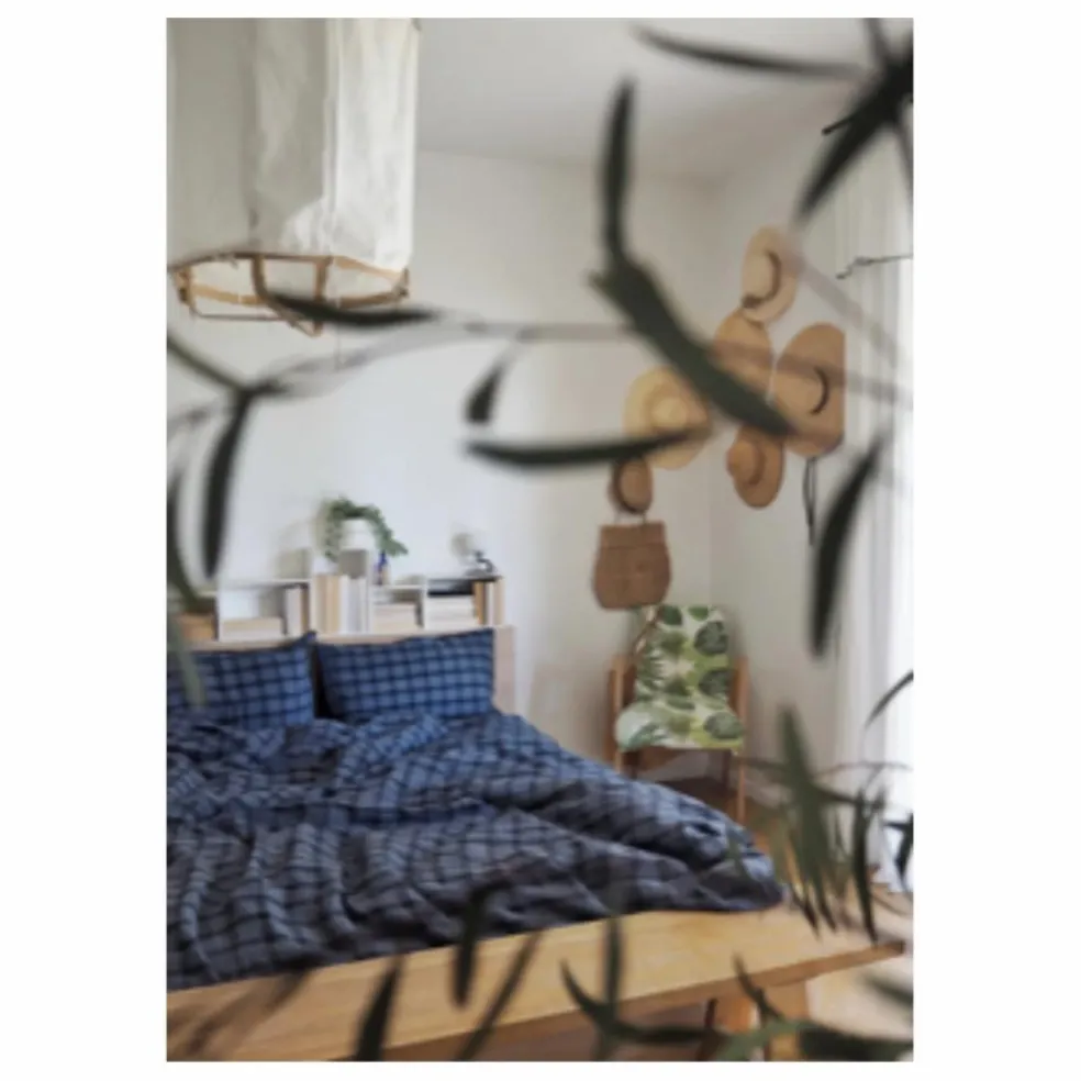 Housse de couette Highlands en lin lavé | Bleu nuit