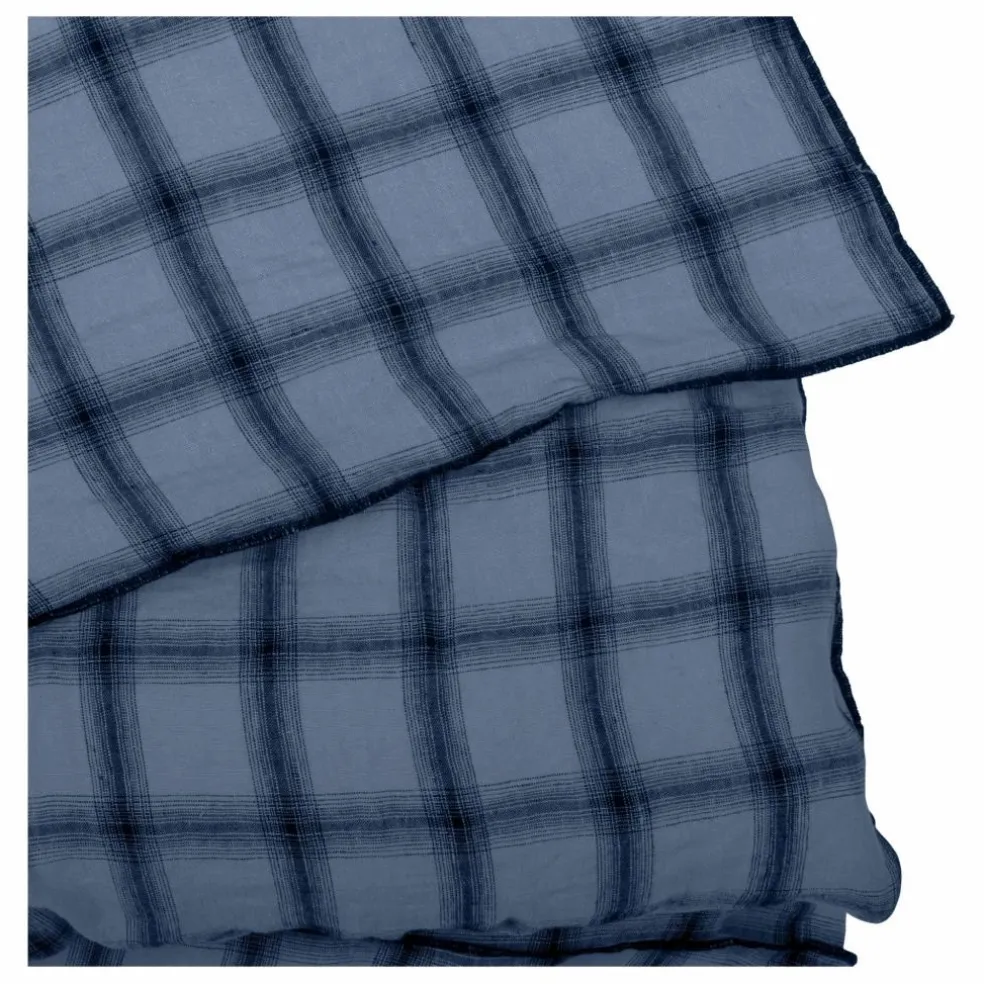 Housse de couette Highlands en lin lavé | Bleu nuit