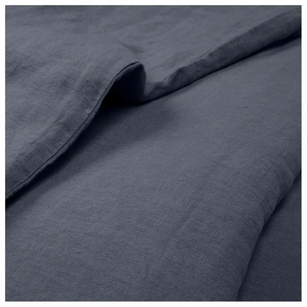 Housse de couette Lin lavé | Bleu Tempête