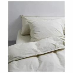 Housse de couette Striped en percale organique - Olive-Ecru | Olive