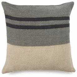 Housse de coussin en lin Black House Stripe | Charbon