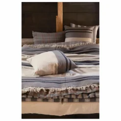 Housse de coussin en lin Black House Stripe | Charbon