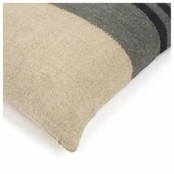 Housse de coussin en lin Black House Stripe | Charbon