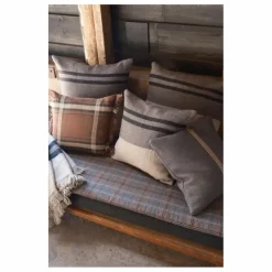 Housse de coussin en lin Black House Stripe | Charbon