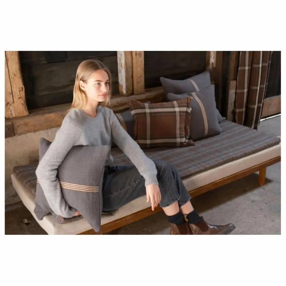 Housse de coussin en lin Jasper | Charbon