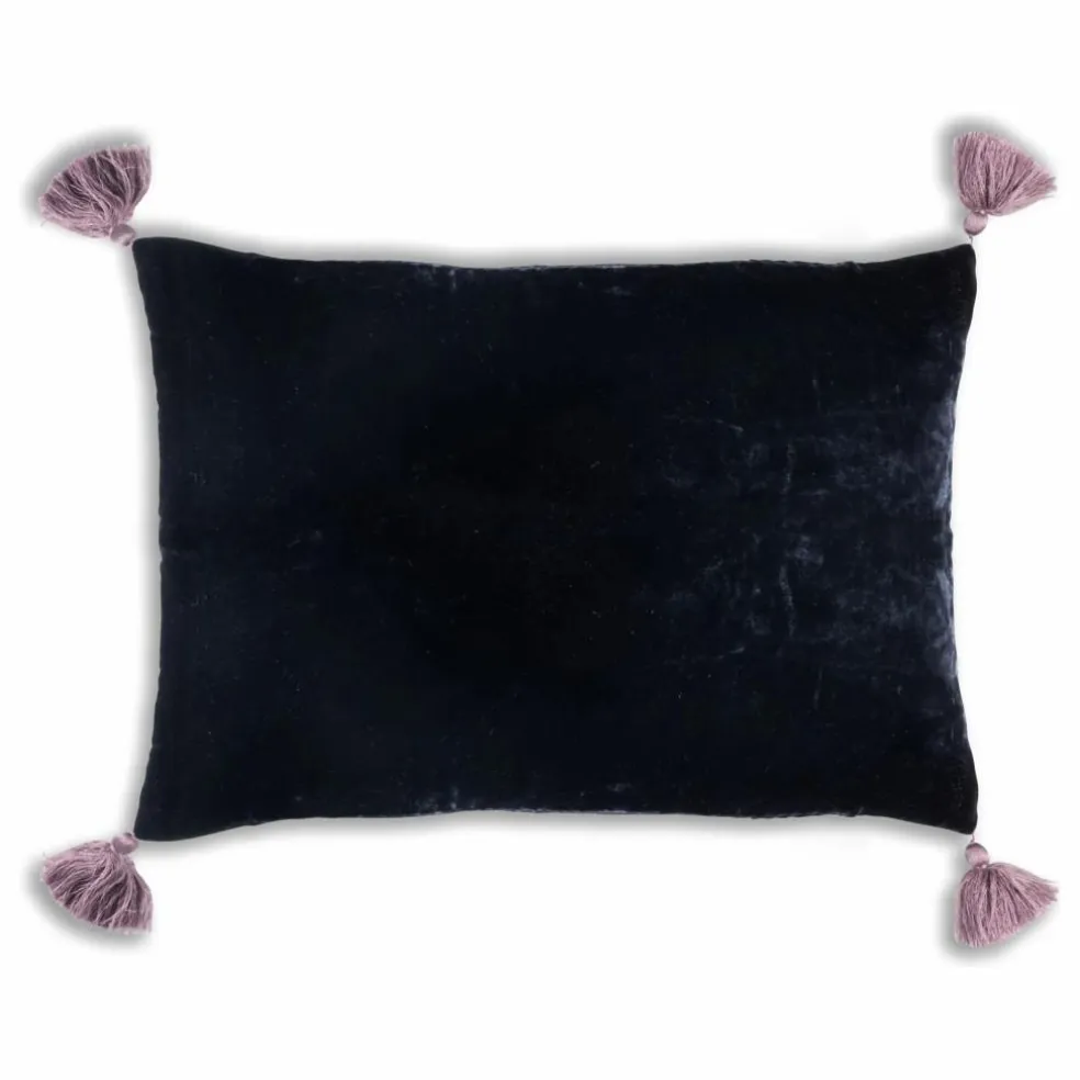 Housse de coussin en velours de soie Goa Bleu nuit
