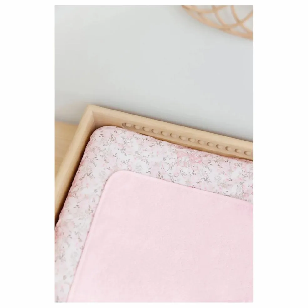 Housse de matelas à langer Jardin Hivernal | Rose