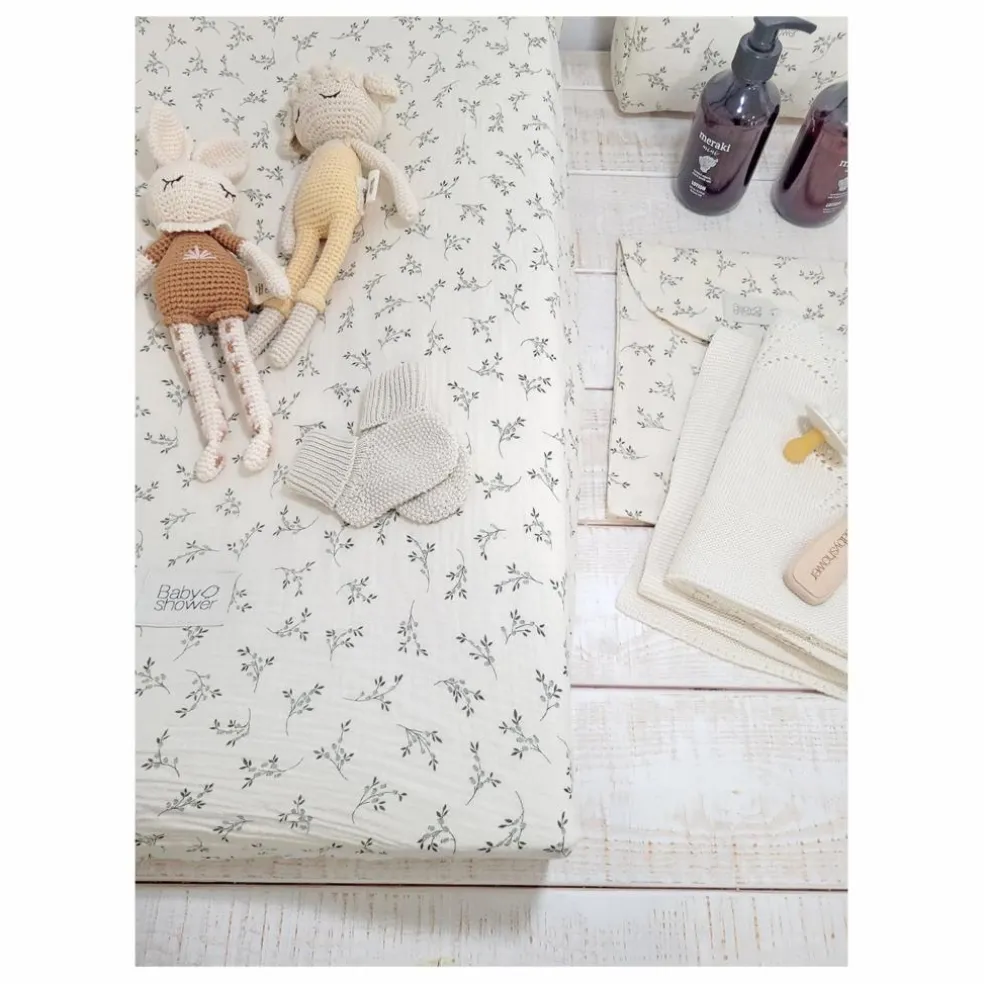 Housse de matelas à langer Olive | Ecru