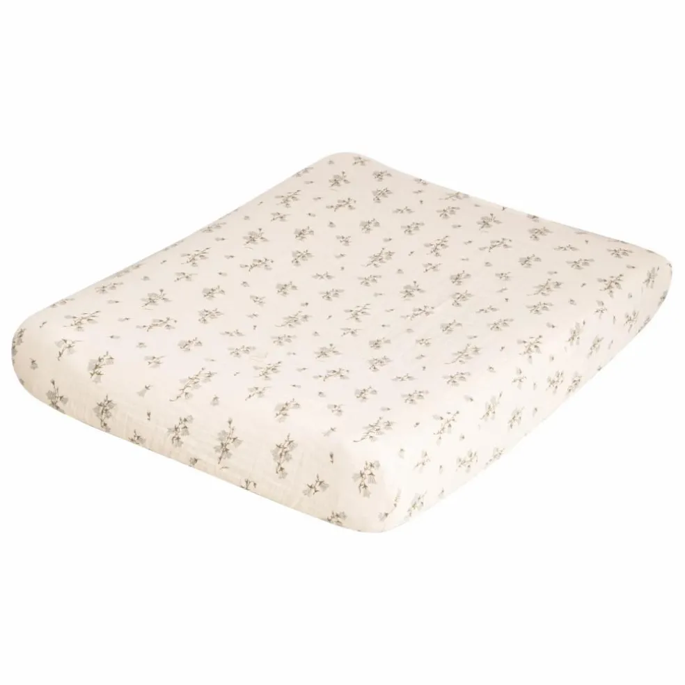 Housse de matelas à langer Bluebell en mousseline de coton | Crème