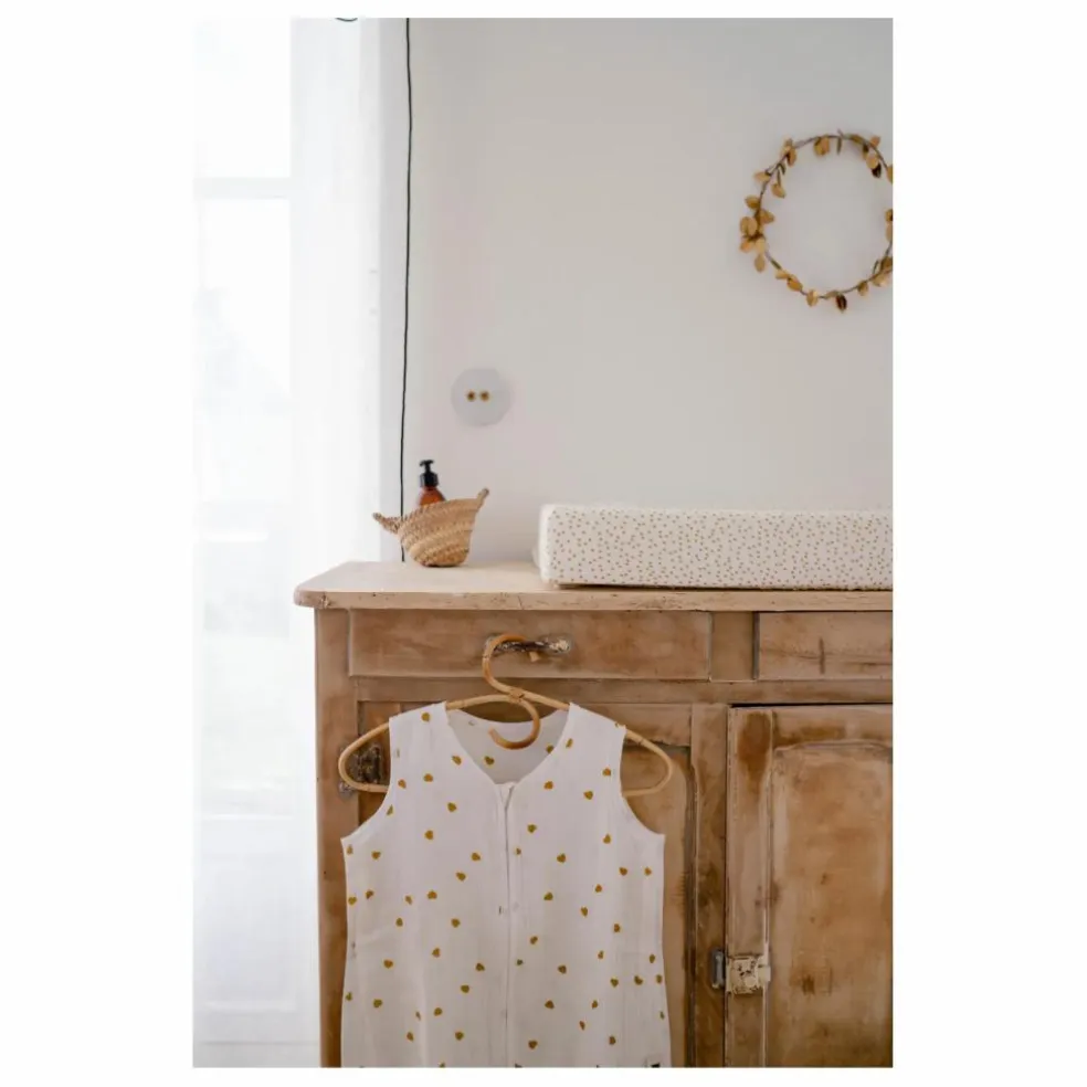 Housse de matelas à langer Fanny Mini-cœurs | Jaune moutarde