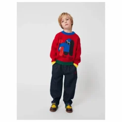 Jean Balloon Rayé Coton Bio | Bleu
