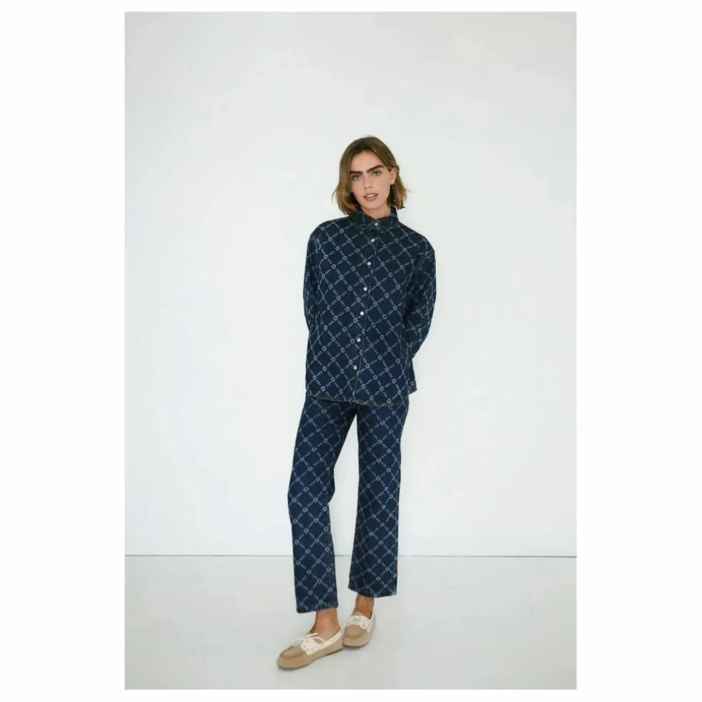 Jean Flowers Grid | Denim