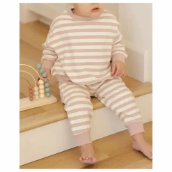 Jogger Rayé Coton Bio | Rose