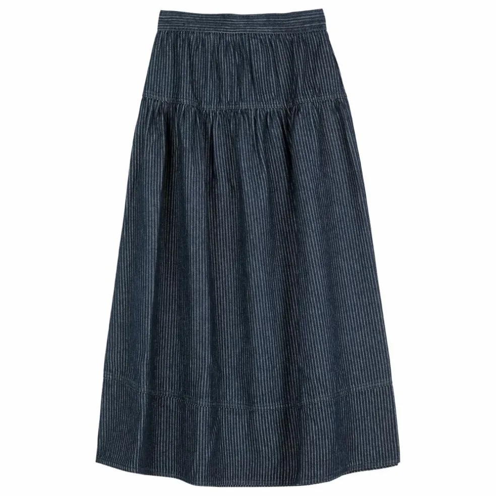 Jupe A-Line Rayée Denim Coton Bio - Collection Femme | Bleu marine