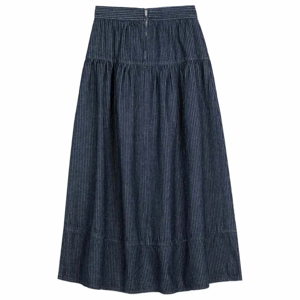 Jupe A-Line Rayée Denim Coton Bio - Collection Femme | Bleu marine