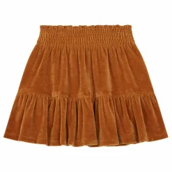 Jupe Courte Fille Elastiquée à la Taille en Velours | Noisette