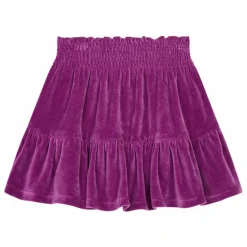 Jupe Courte Fille Elastiquée à la Taille en Velours | Rose fuschia