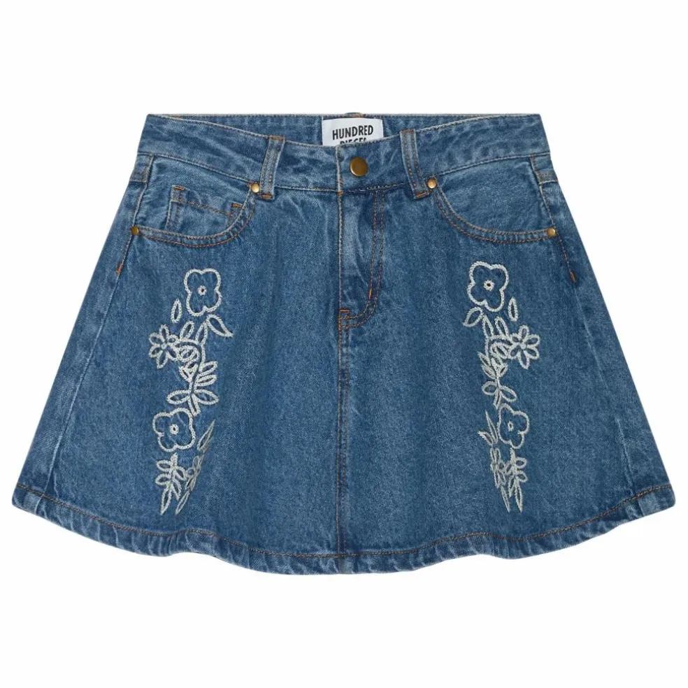 Jupe Denim Brodée Janis | Bleu jean