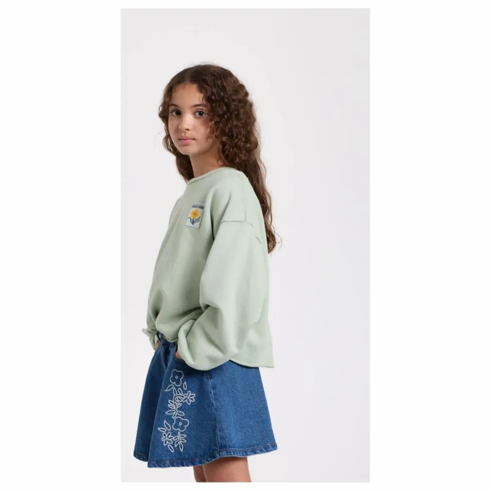 Jupe Denim Brodée Janis | Bleu jean