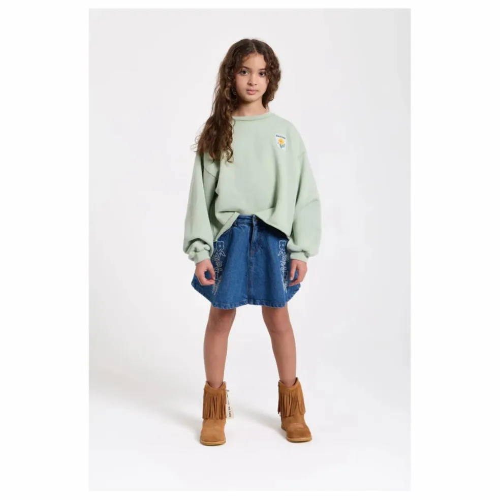 Jupe Denim Brodée Janis | Bleu jean