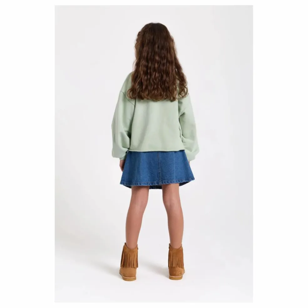 Jupe Denim Brodée Janis | Bleu jean
