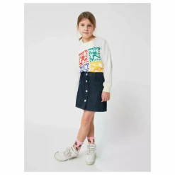 Jupe en Jean Rayée Coton Bio | Bleu marine