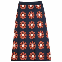 Jupe Flower Jacquard Coton Bio - Collection Femme | Bleu marine