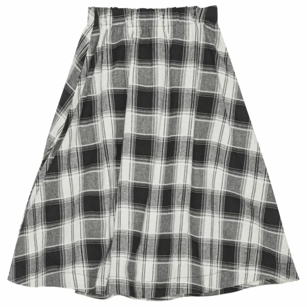 Jupe Mi Longue Gertrud Carreaux Coton Bio | Noir
