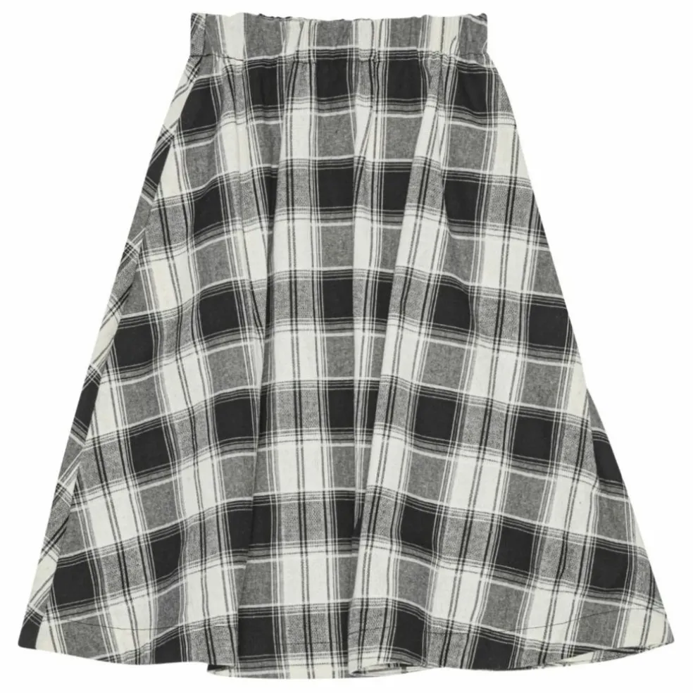 Jupe Mi Longue Gertrud Carreaux Coton Bio | Noir