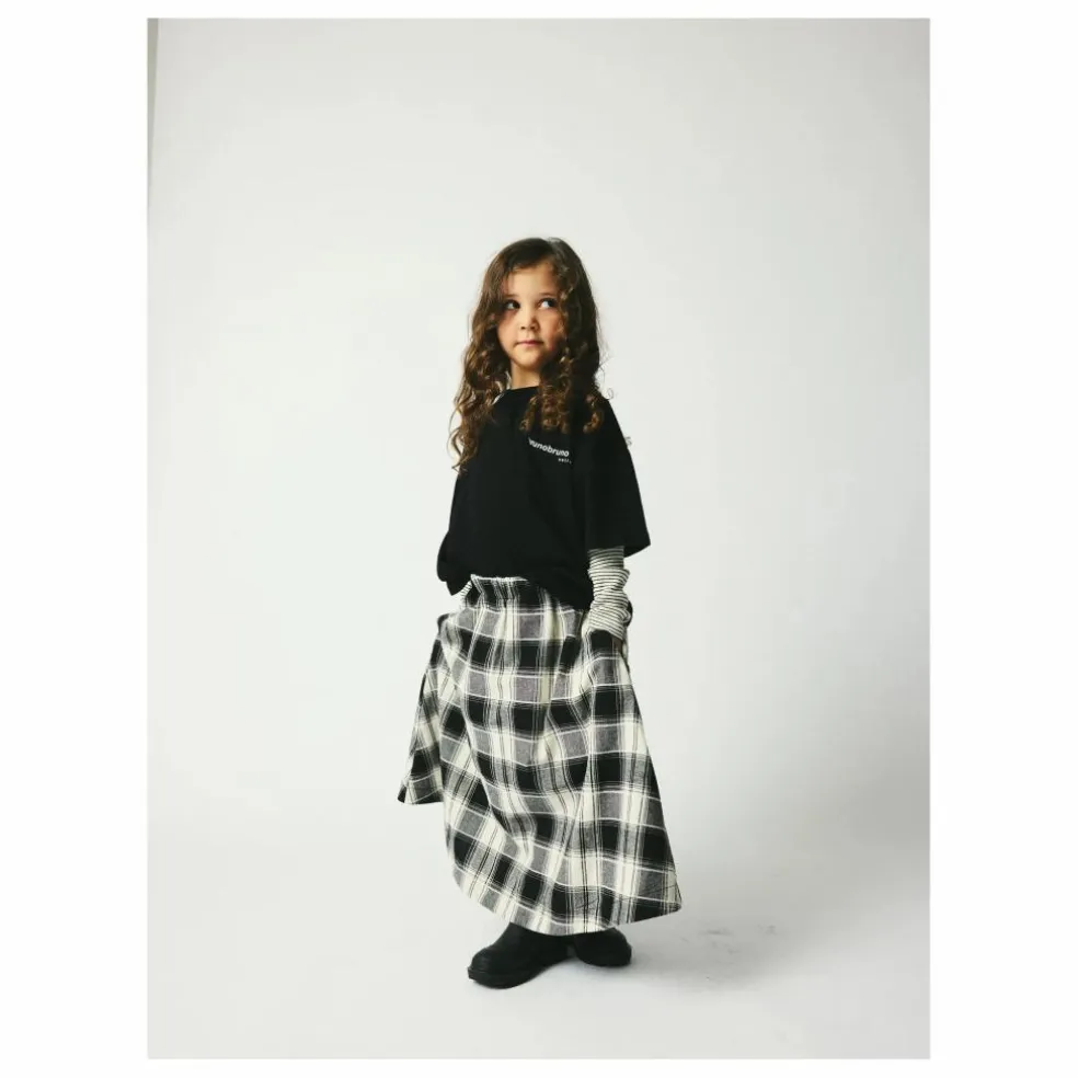 Jupe Mi Longue Gertrud Carreaux Coton Bio | Noir